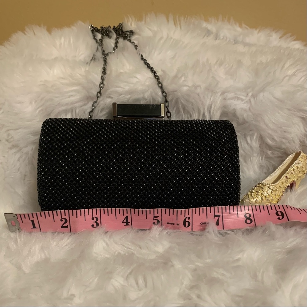 JESSICA McCLINTOCK elegant black  Mesh with beaded detailing clutch LNWOT - Picture 5 of 12